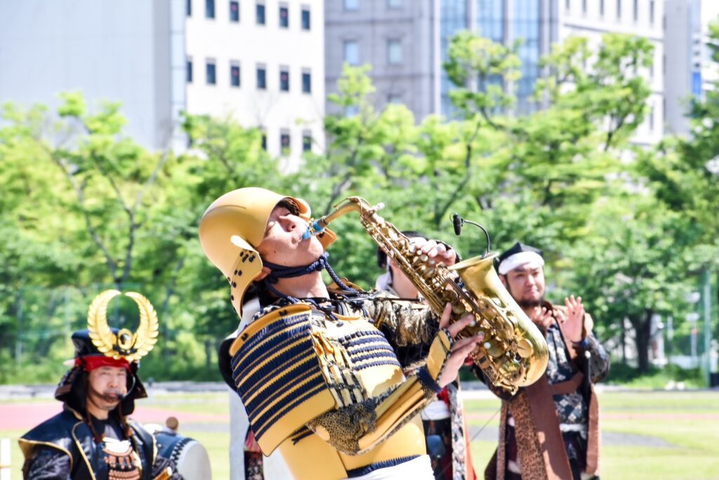 浜松徳川武将隊『葵組』 金陀美具足 サックスプレイヤー 徳川家康公参上 のフライヤー